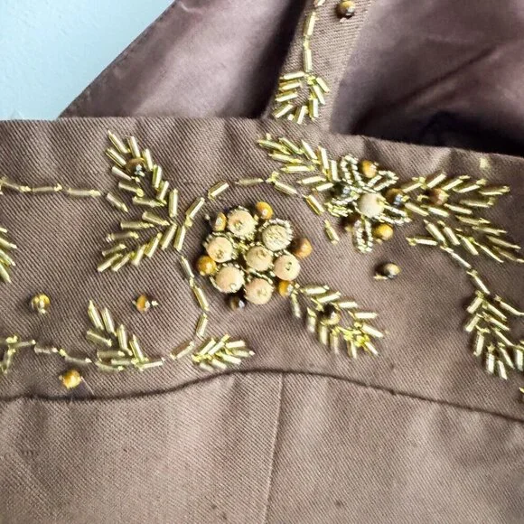 Michale Kors Made in Italy 2006 Raw Silk Beaded embroidered Bodycon Dress 8 - Picture 8 of 12